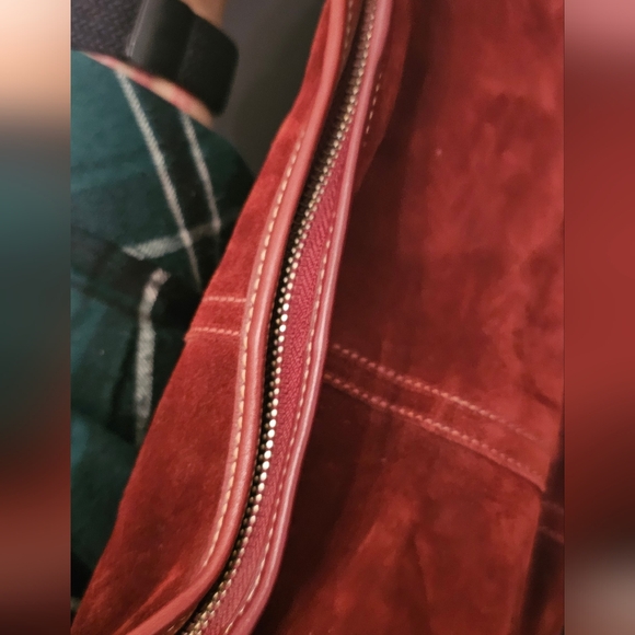 Coach Burgundy Suede Shoulder Bag - Picture 4 of 9